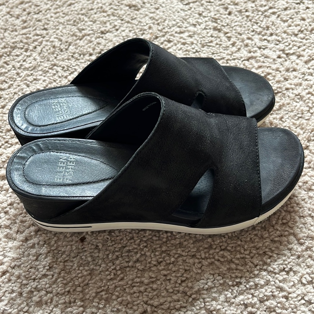 Eileen Fisher suede wedges black size 6.5